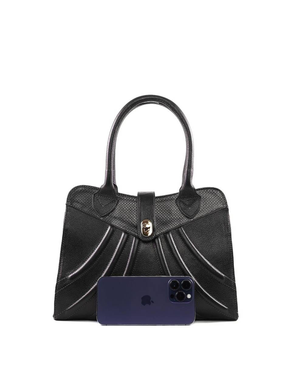 Bolsa Tote Detalhe Costura Frontal Alça Dupla - Preta BSI-6379 - PR