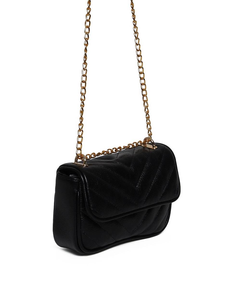 Bolsa Satchel Pequena Couro Tiracolo - Preta BSI-5970 - PR