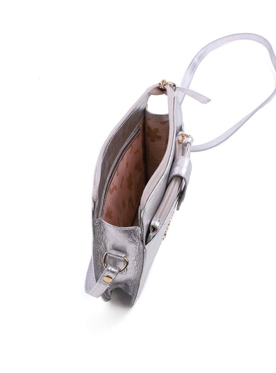 Bolsa Clutch Transversal com Bolso Removível - Prata BSI-6417 - PT