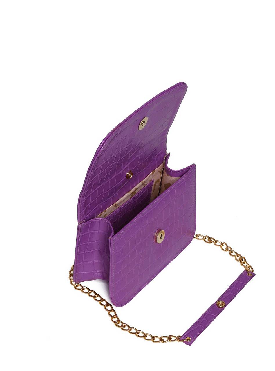 Bolsa Saddle Pequena Estruturada Alça Transversal Roxa BSI-5724 - RO