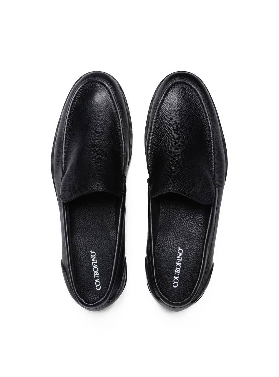 Sapato Casual Mocassim Couro - Preta SP-11628 - PR