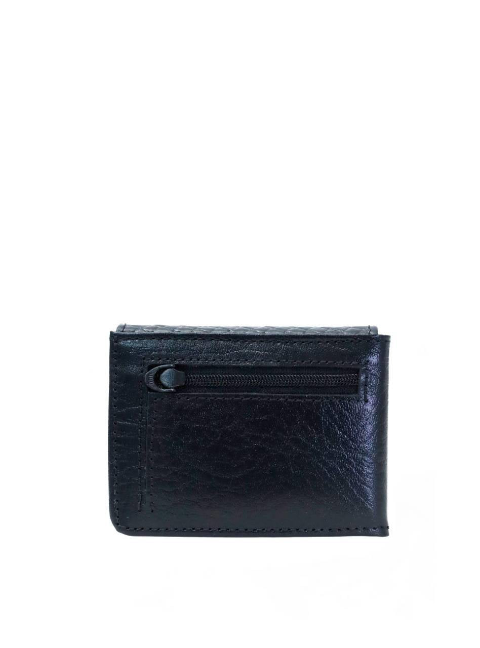 Carteira Masculina Abertura Cima Ziper Traseiro Couro Preta CAI-509 - PR