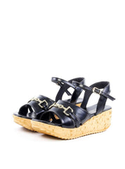 Sandália Anabela Cortiça Enfeite Bridão - Preta SDI-11921 - PR