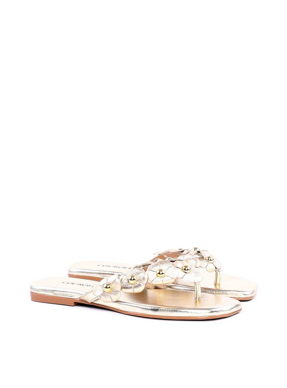 Rasteira de Dedo com Mini Flores - Ouro SDI-11821 - AU