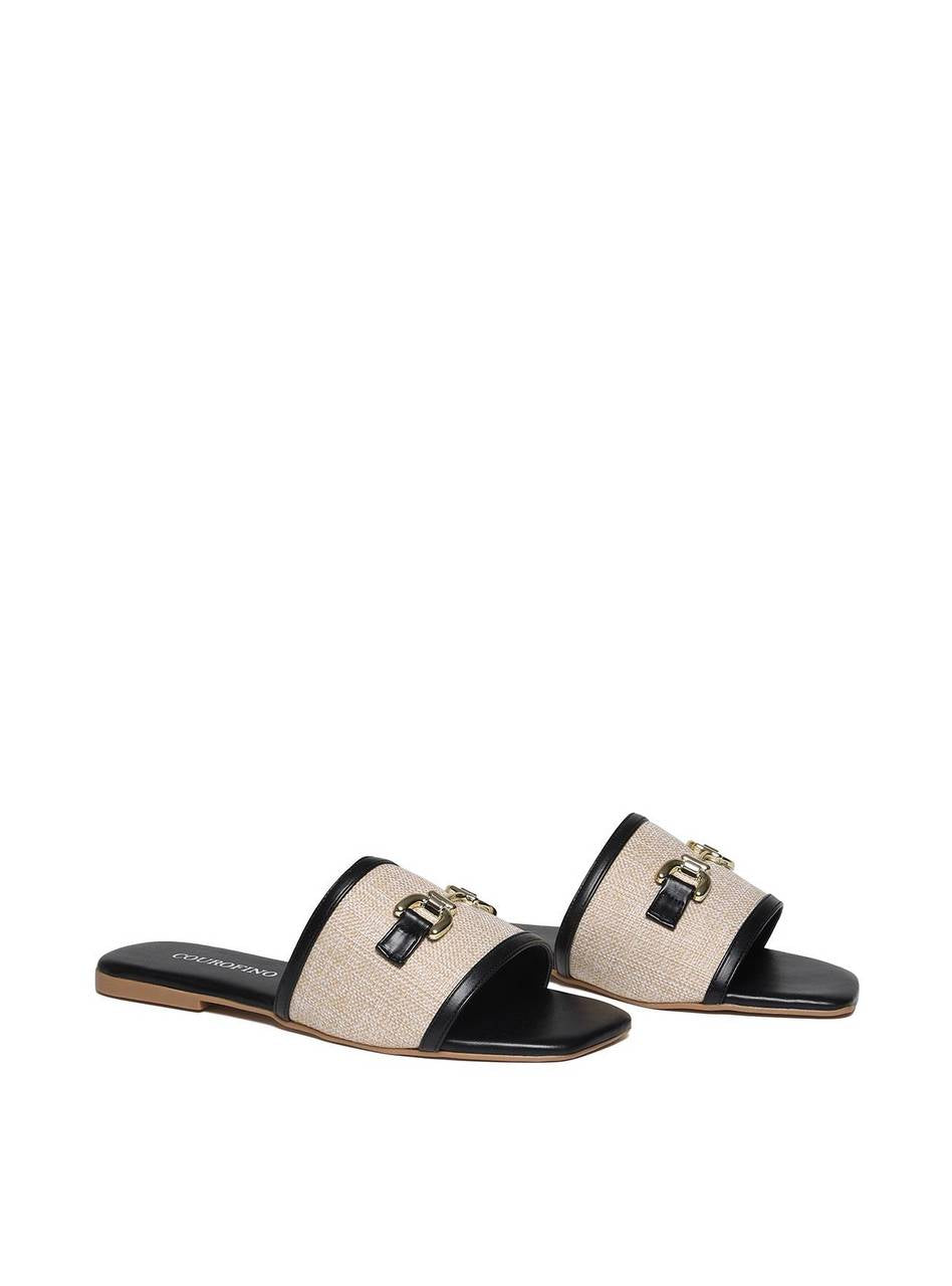 Sandália Feminina Rasteira Slide - Preta SDI-11624 - PR