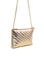 Bolsa Clutch em Matelassê com Alça de Corrente - Ouro BSI-6270 - AU